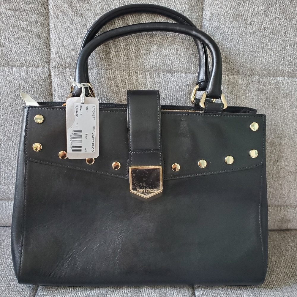 Jimmy Choo | Leather Lockett Bag Black